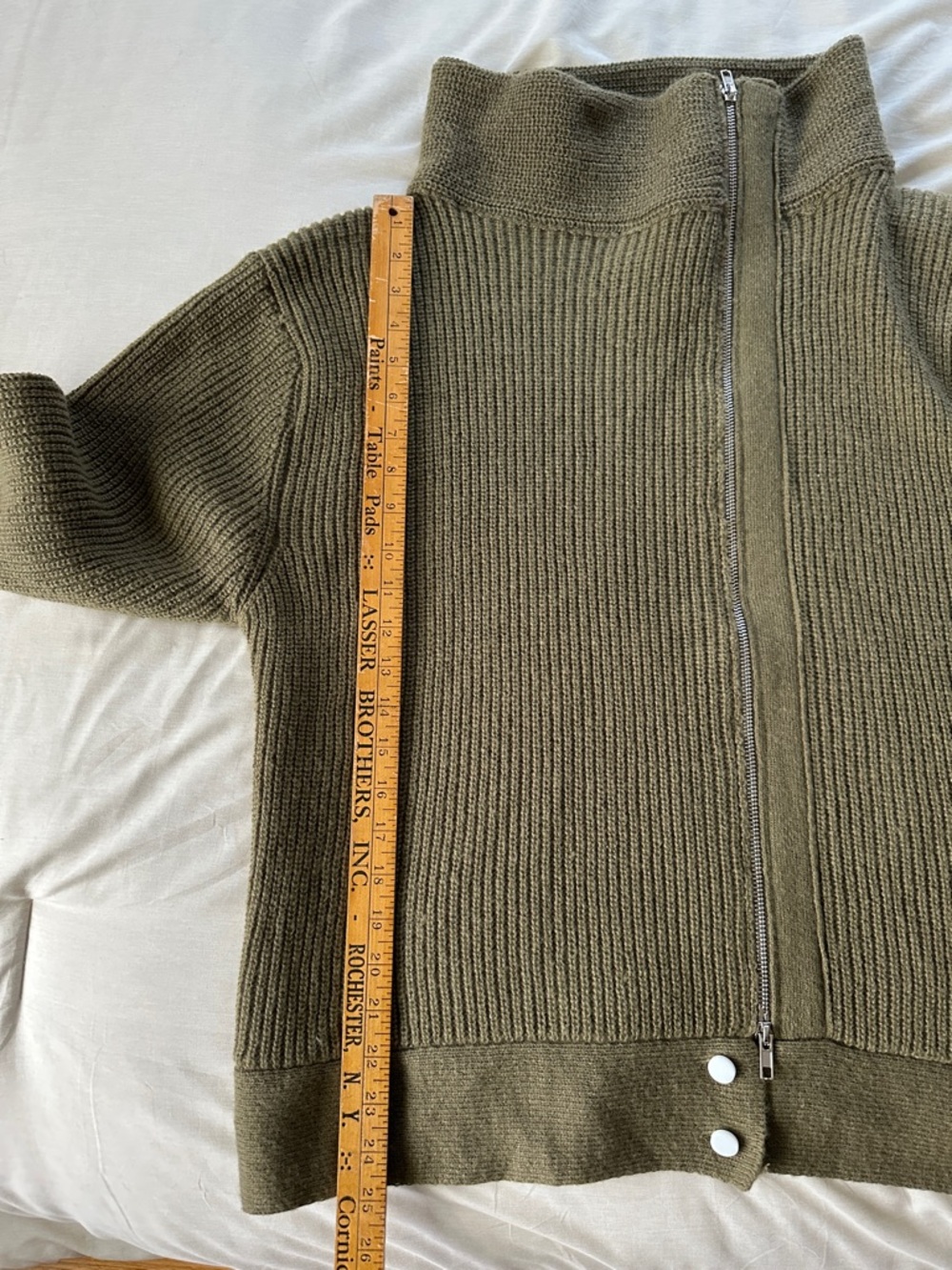 BiBi Olive Ribbed Zip Front Knit Jacket - Picture 5 of 6